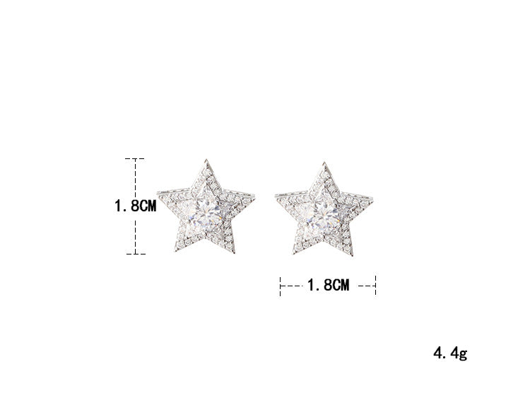Full-Diamond Star-Shaped Earrings (Silver Version)