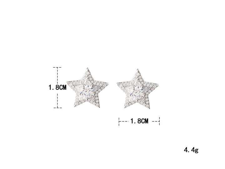 Full-Diamond Star-Shaped Earrings (Silver Version)