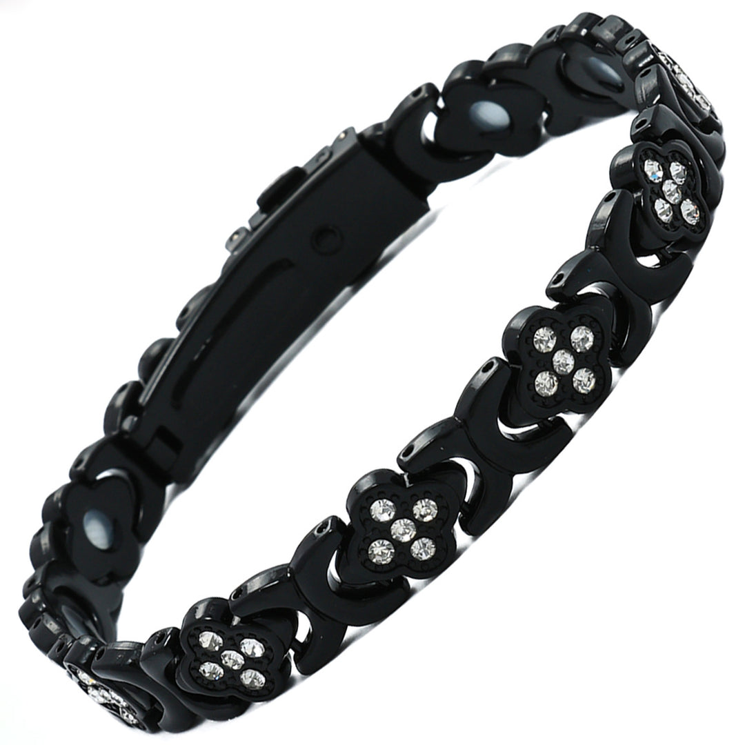 Four-Leaf Clover Diamond-Inlaid Bracelet (Black/Gold/Silver/Rose Gold Versions)