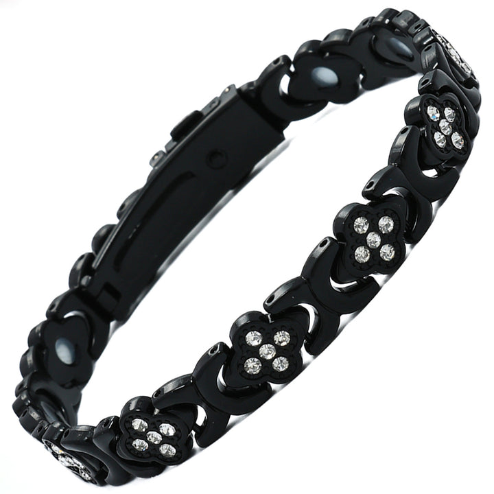 Four-Leaf Clover Diamond-Inlaid Bracelet (Black/Gold/Silver/Rose Gold Versions)