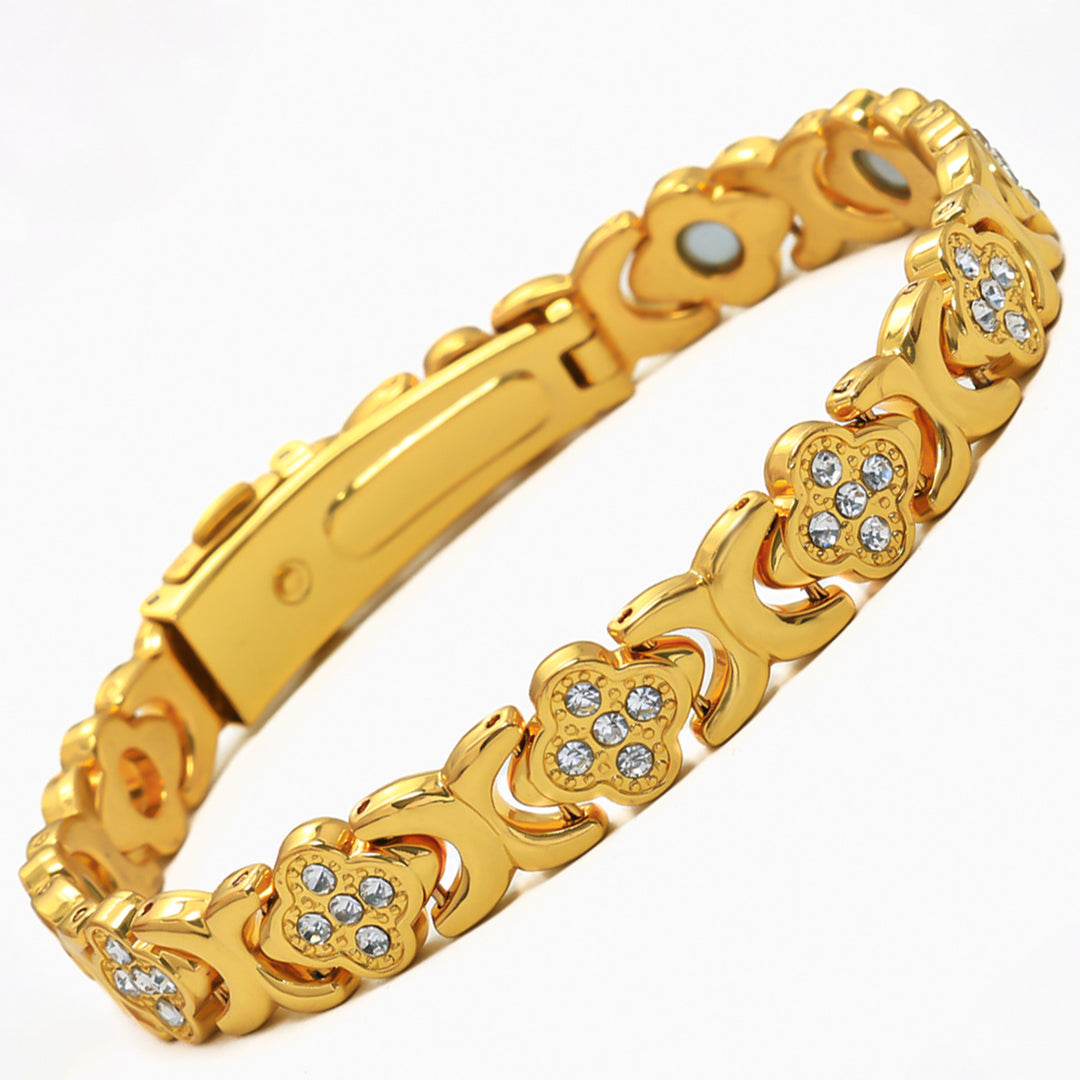 Four-Leaf Clover Diamond-Inlaid Bracelet (Black/Gold/Silver/Rose Gold Versions)
