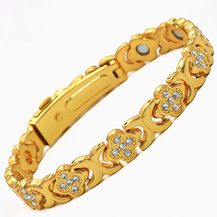 Four-Leaf Clover Diamond-Inlaid Bracelet (Black/Gold/Silver/Rose Gold Versions)