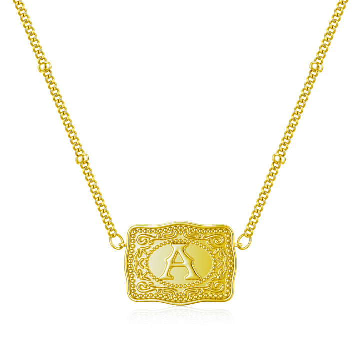 Vintage Engraved Letter Necklace