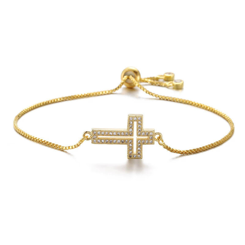 Diamond-Inlaid Cross Multi-Color Bracelet