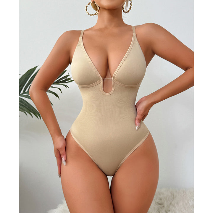 Deep V Ribbed Plunge Bodysuit