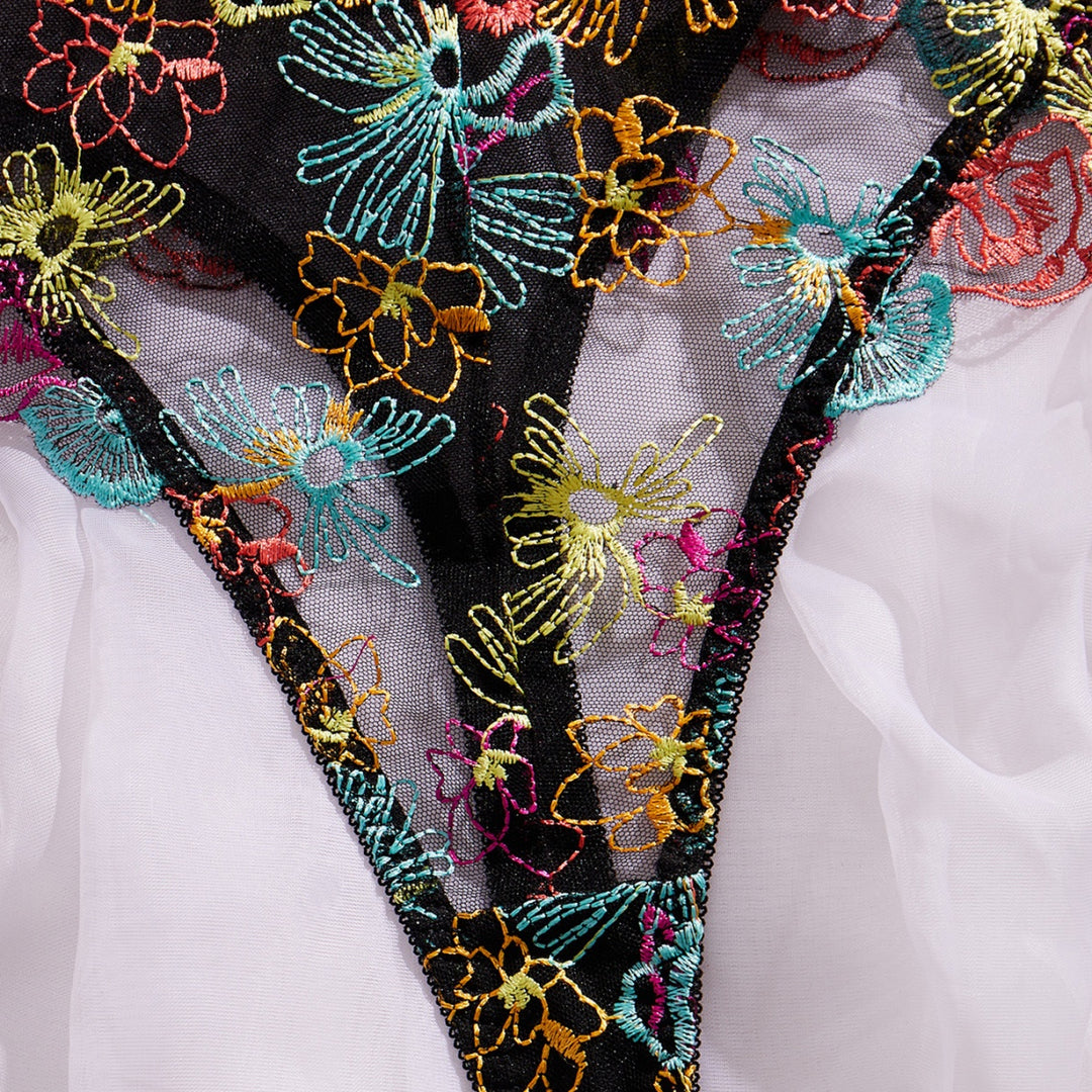 Colorful Floral Embroidered Teddy