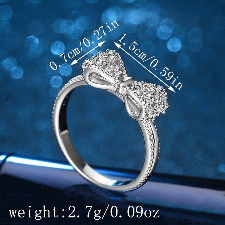 Sterling Silver Bow Ring with Pavé Stones | Elegant Sparkle for Everyday Wear