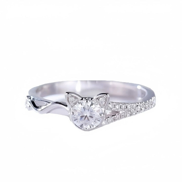 Moissanite White Gold Ring with Bow Design | Brilliant & Romantic Statement Ring