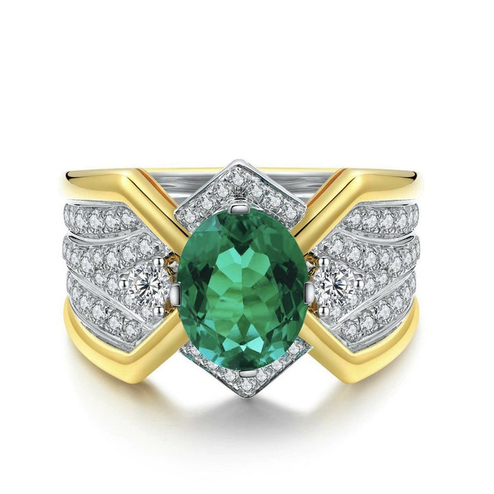 Square Court 18K Gold Rectangular Gemstone Ring
