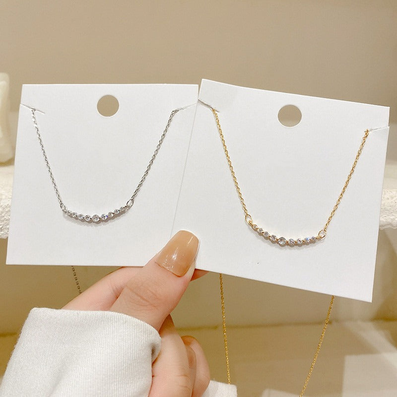 Arc Glow Delicate Necklace Gold/Silver Curved Diamond Paved Necklace（Free shipping on orders of two or more items）