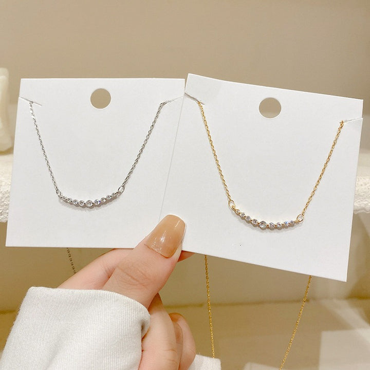 Arc Glow Delicate Necklace Gold/Silver Curved Diamond Paved Necklace（Free shipping on orders of two or more items）