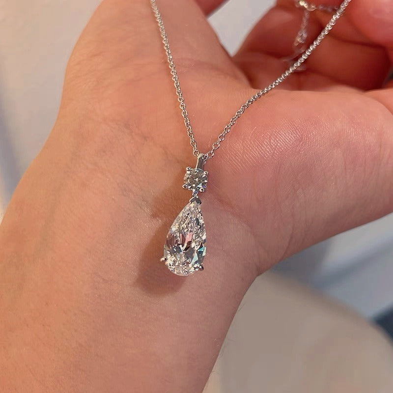 Pear Diamond Starburst 18K White Gold Pear-Cut Diamond Necklace（Complimentary Earrings for a Limited Time）