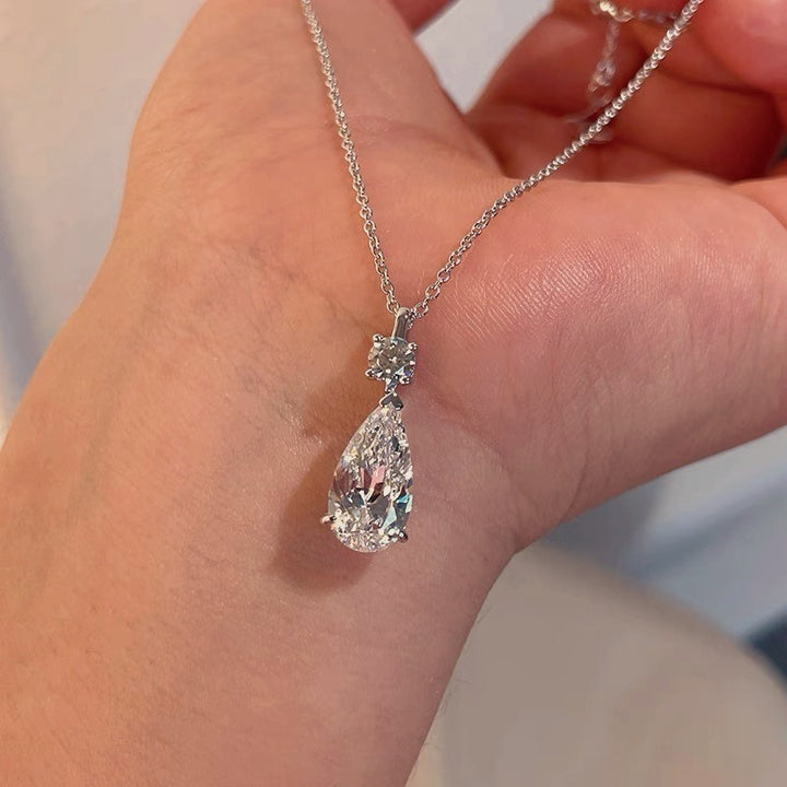 Pear Diamond Starburst 18K White Gold Pear-Cut Diamond Necklace（Complimentary Earrings for a Limited Time）