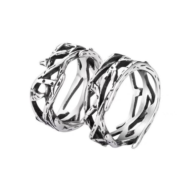 Vintage Thorn Braided Ring - Men's Dark-Style Personalized Aged Accessory