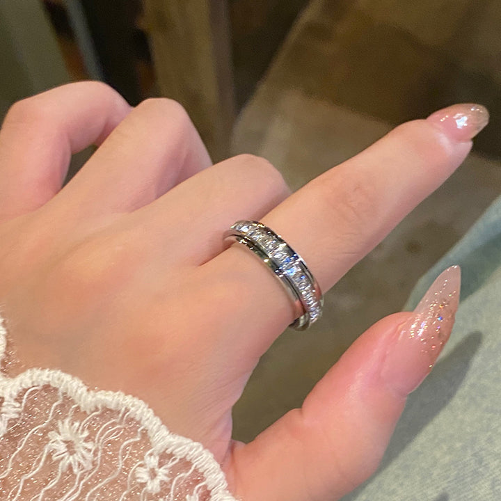 Starry Sky Spinnable Anxiety Relief Ring 18K Gold-Plated/Titanium Steel Full-Diamond Band