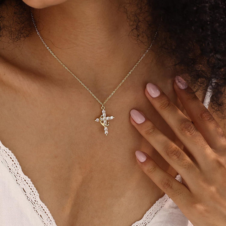 Fully inlaid cross pendant necklace