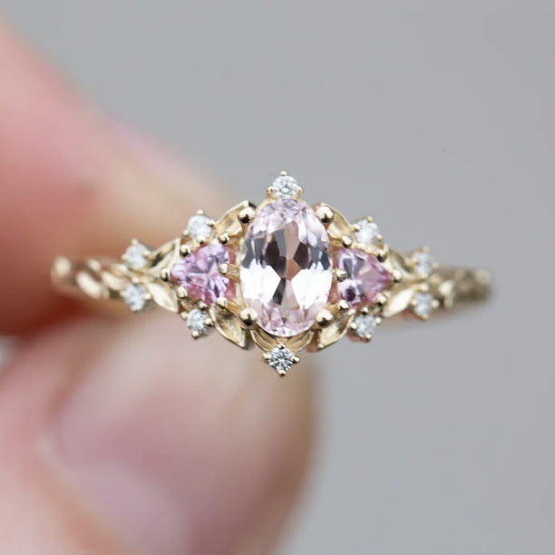 Vintage Pink Gem Gold Ring