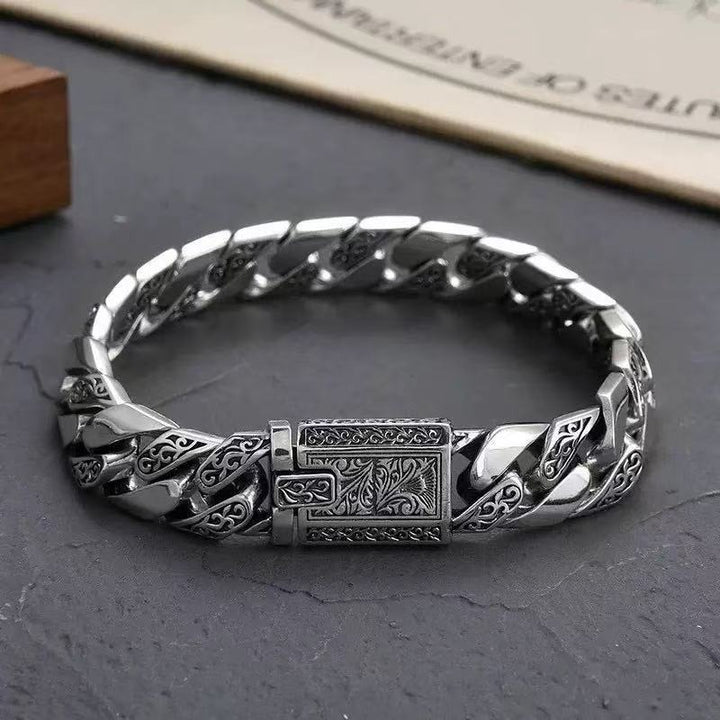 Vintage Carved Cuban Link Bracelet - Titanium Steel Light Luxury Niche Edgy Bracelet
