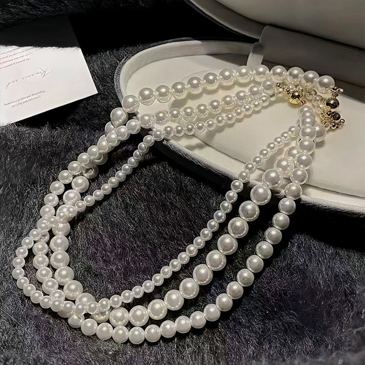 18K Gold Multi-Size Full Pearl Clasp Freshwater Pearl Choker