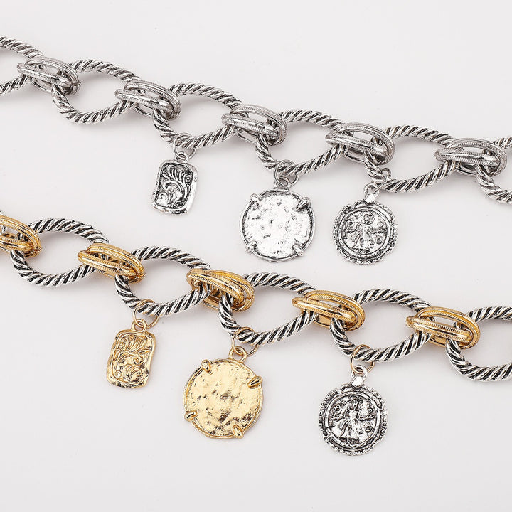 Vintage Gilded Layered Coin Pendant Necklace｜Retro Glamour for Your Neck