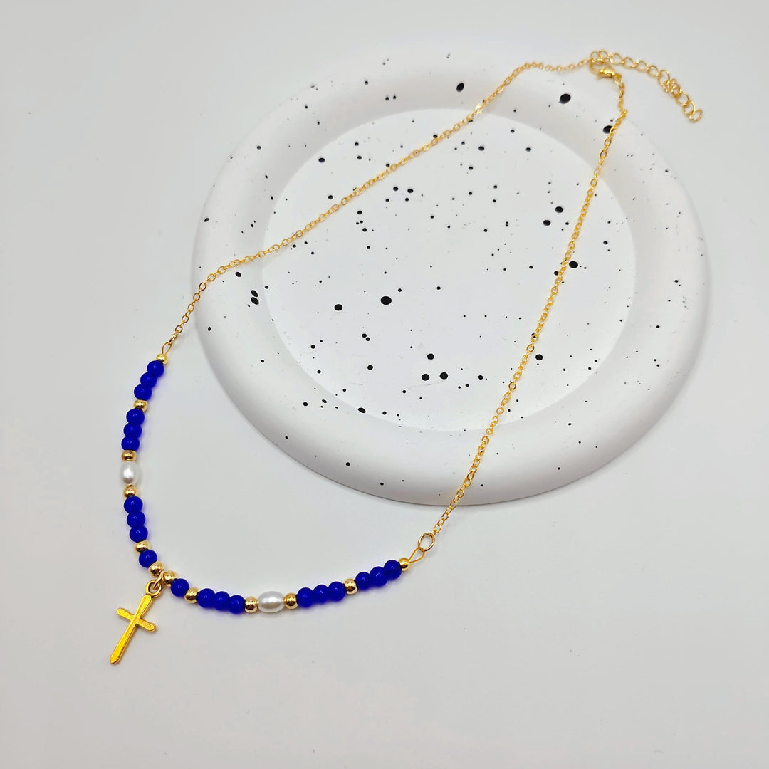 Colorful Beaded Cross Necklace