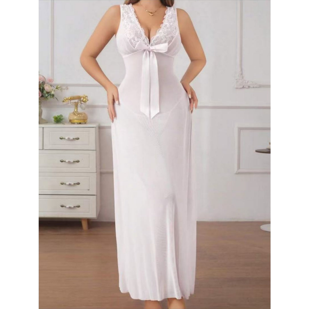 Eyelash Lace High-Slit Sheer Nightgown