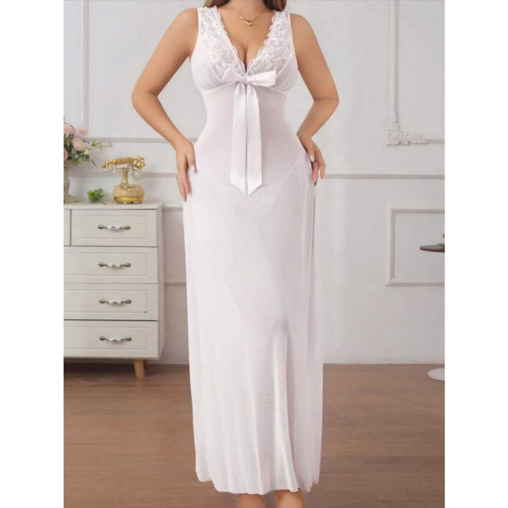 Eyelash Lace High-Slit Sheer Nightgown