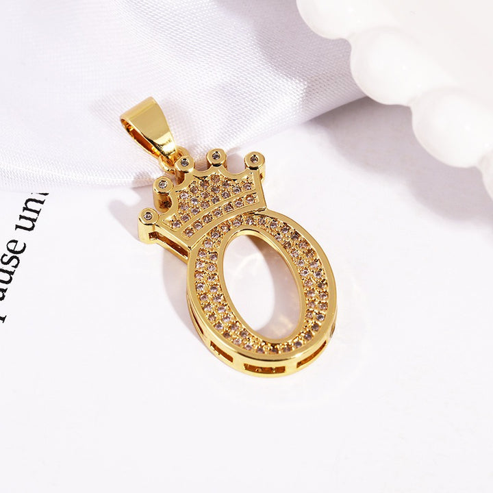 26 Letters Optional Crown Diamond-Encrusted Necklace - Gold/Silver Two-Color Unisex Personalized Light Luxury Accessory