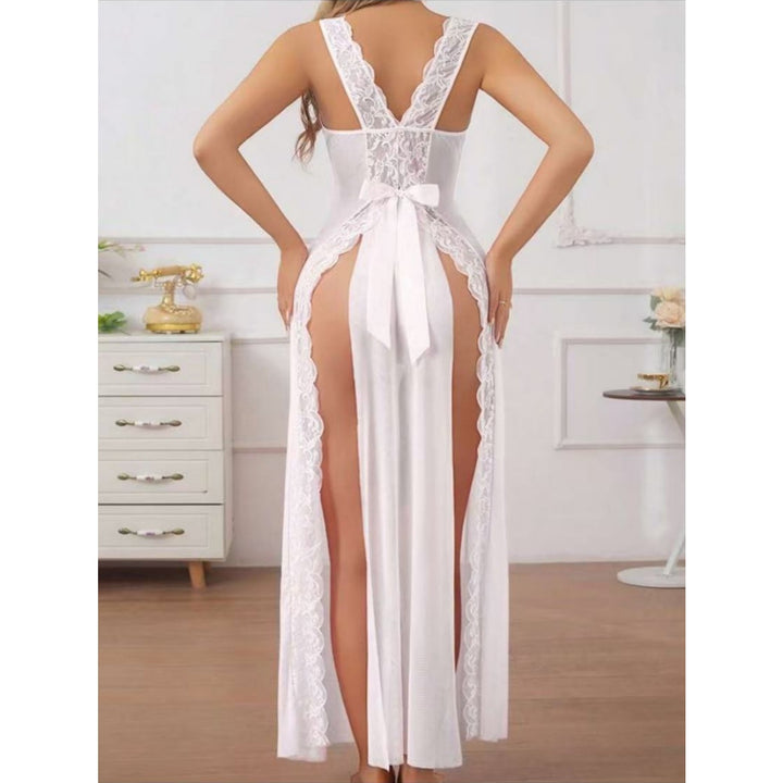 Eyelash Lace High-Slit Sheer Nightgown