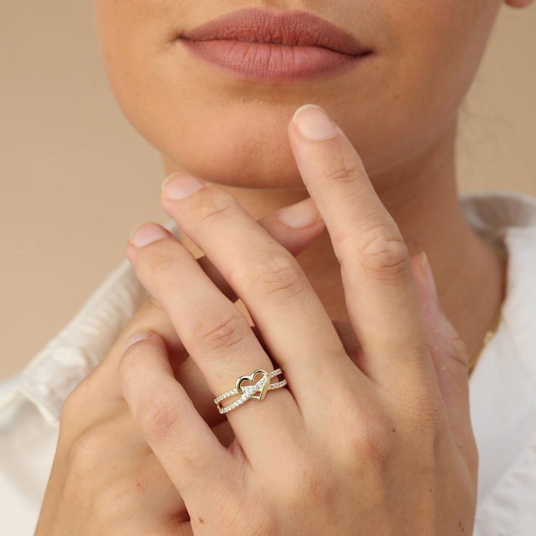 Infinite Heart Glow Two-Tone Diamond-Encrusted Heart Ring