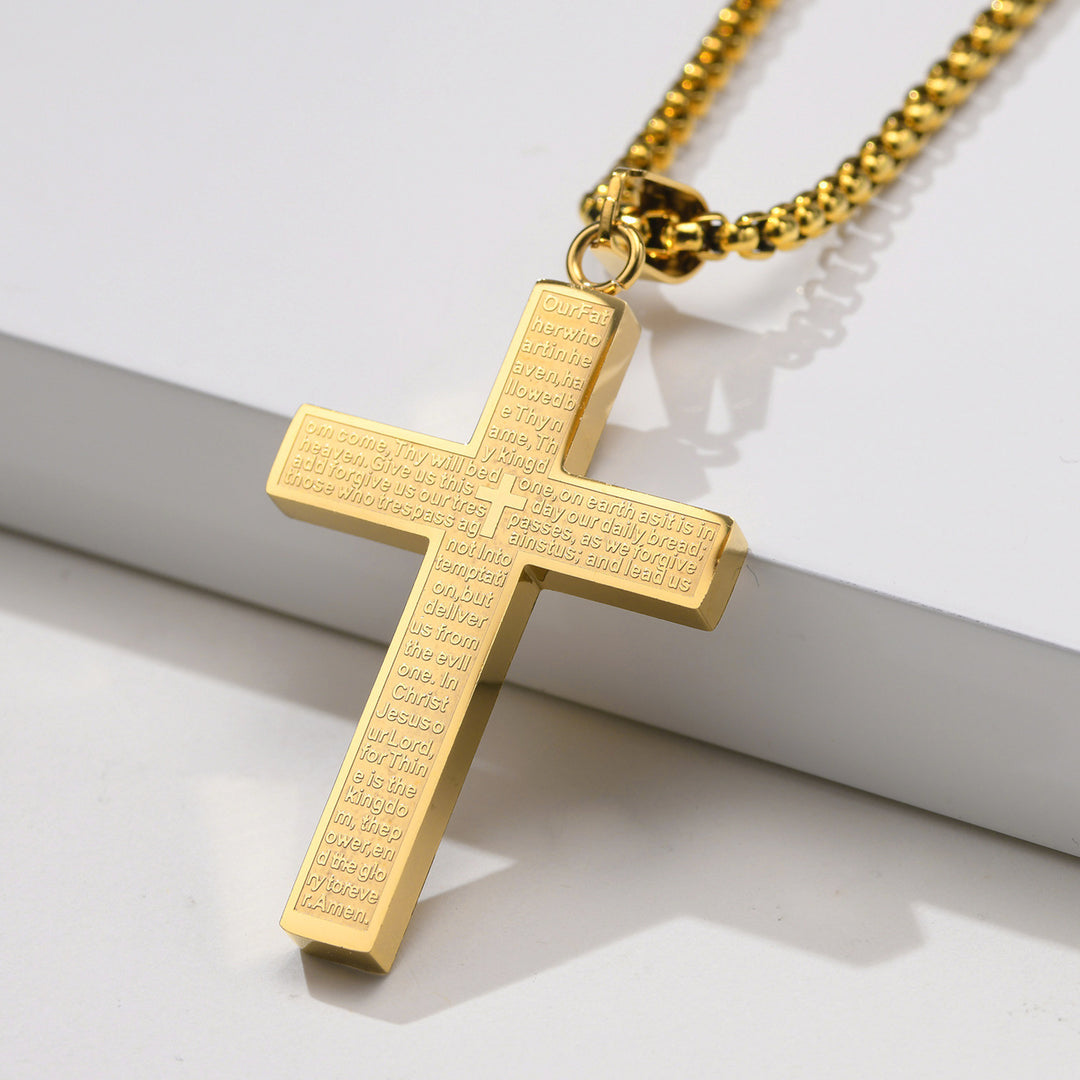 Religious Faith Trendy Accessory Scripture Cross Necklace