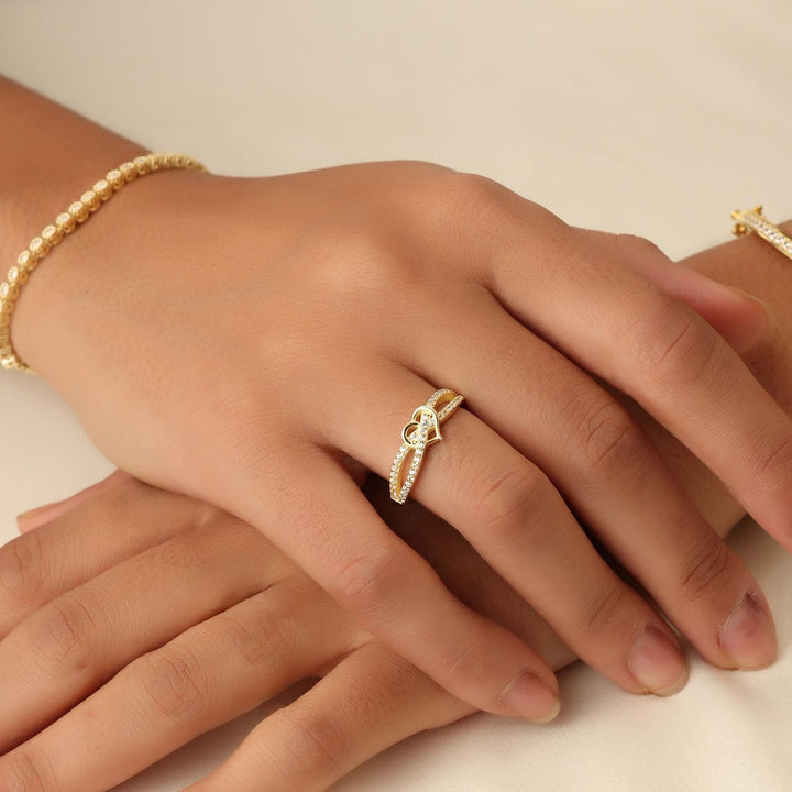 Infinite Heart Glow Two-Tone Diamond-Encrusted Heart Ring