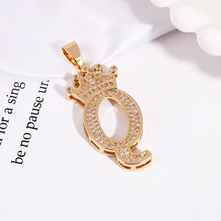 26 Letters Optional Crown Diamond-Encrusted Necklace - Gold/Silver Two-Color Unisex Personalized Light Luxury Accessory