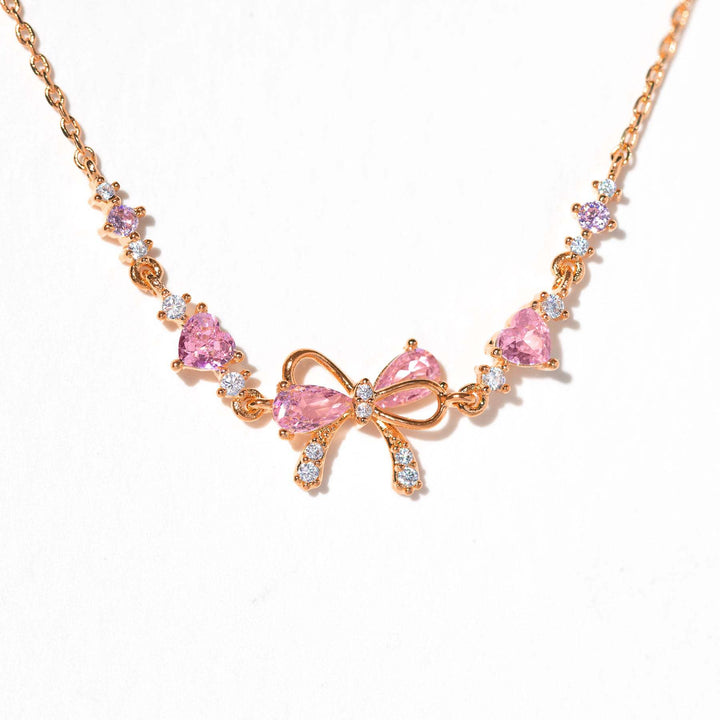 Girlish Diamond-Inlaid Light Luxury Bowknot Pink Diamond Bracelet