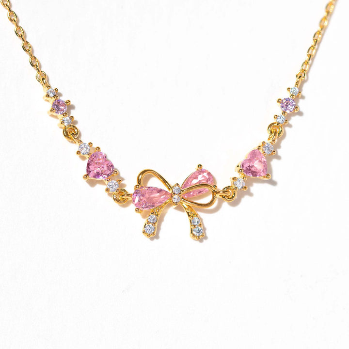 Girlish Diamond-Inlaid Light Luxury Bowknot Pink Diamond Bracelet