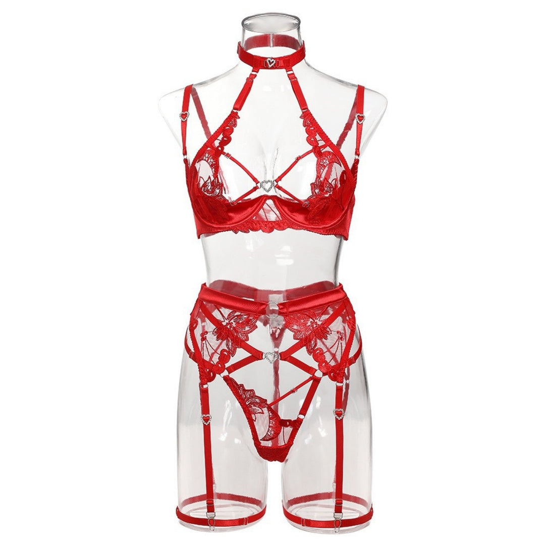 Strappy Heart Ring Lace Set