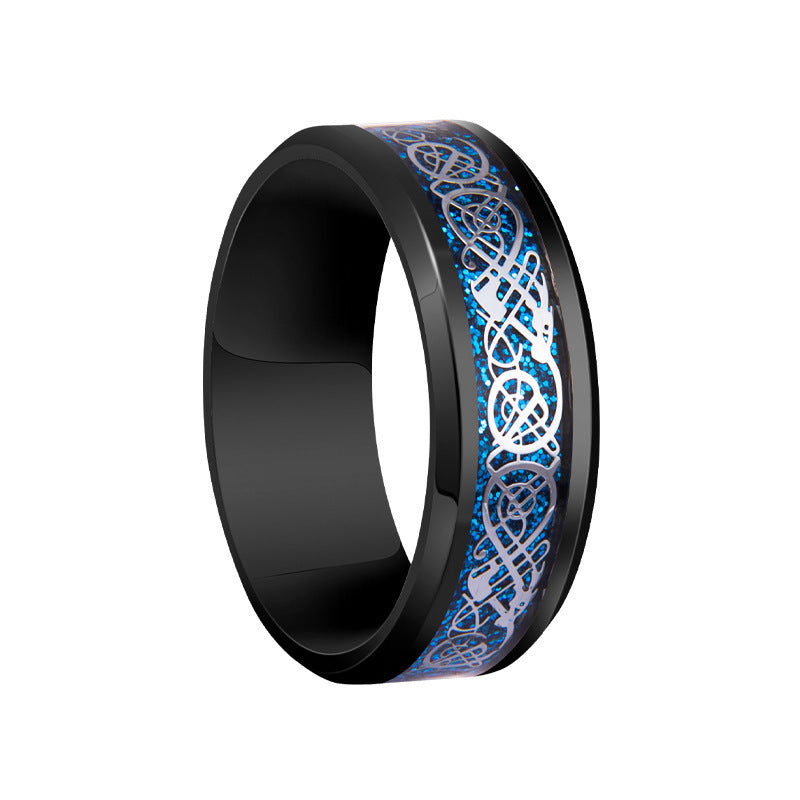 Vintage Dragon Pattern Couple Rings Black-Plated Alloy Gemstone Bands（Free shipping on a pair of rings）