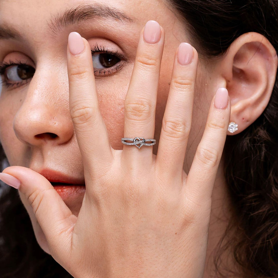 Infinite Heart Glow Two-Tone Diamond-Encrusted Heart Ring