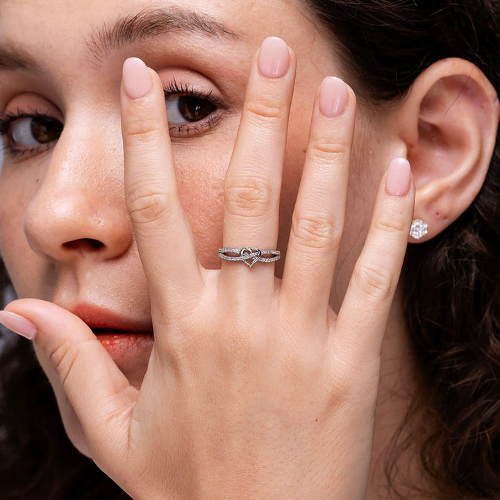 Infinite Heart Glow Two-Tone Diamond-Encrusted Heart Ring