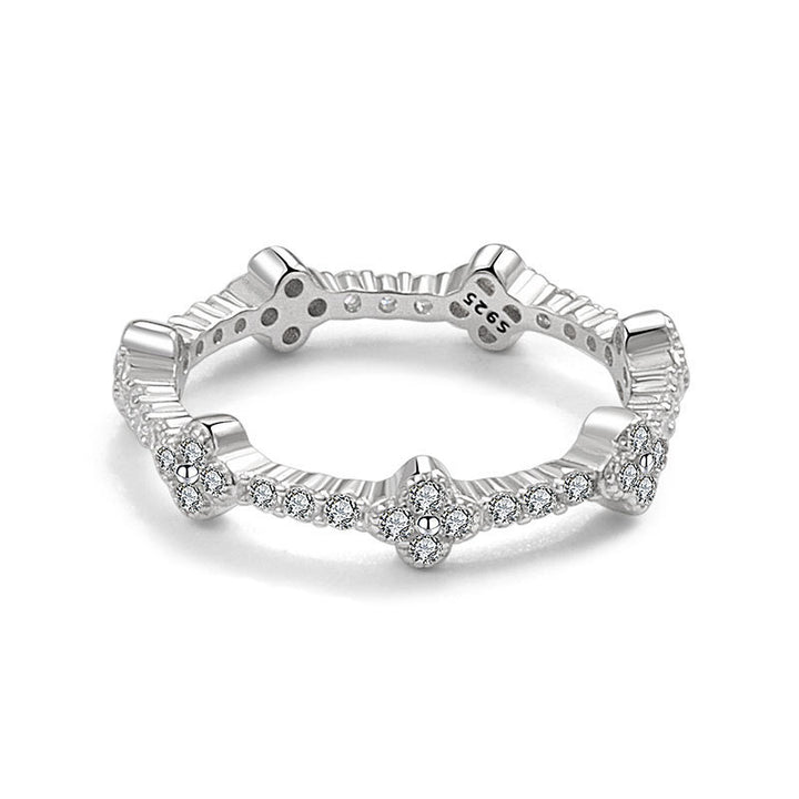 Four-Leaf Clover Colored Diamond Ring (White/Blue/Pink Purple/Green Version)