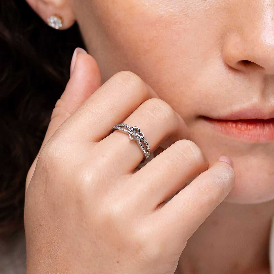 Infinite Heart Glow Two-Tone Diamond-Encrusted Heart Ring