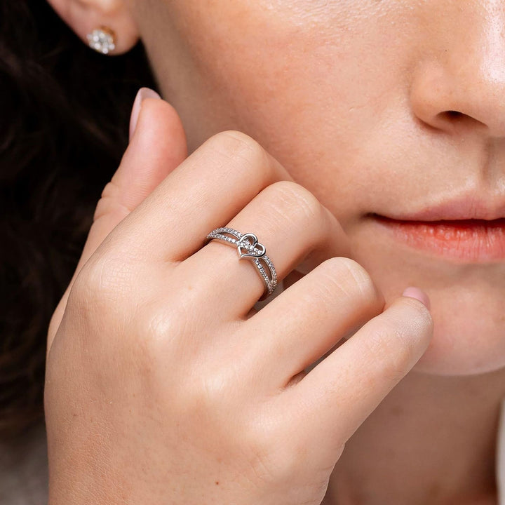 Infinite Heart Glow Two-Tone Diamond-Encrusted Heart Ring