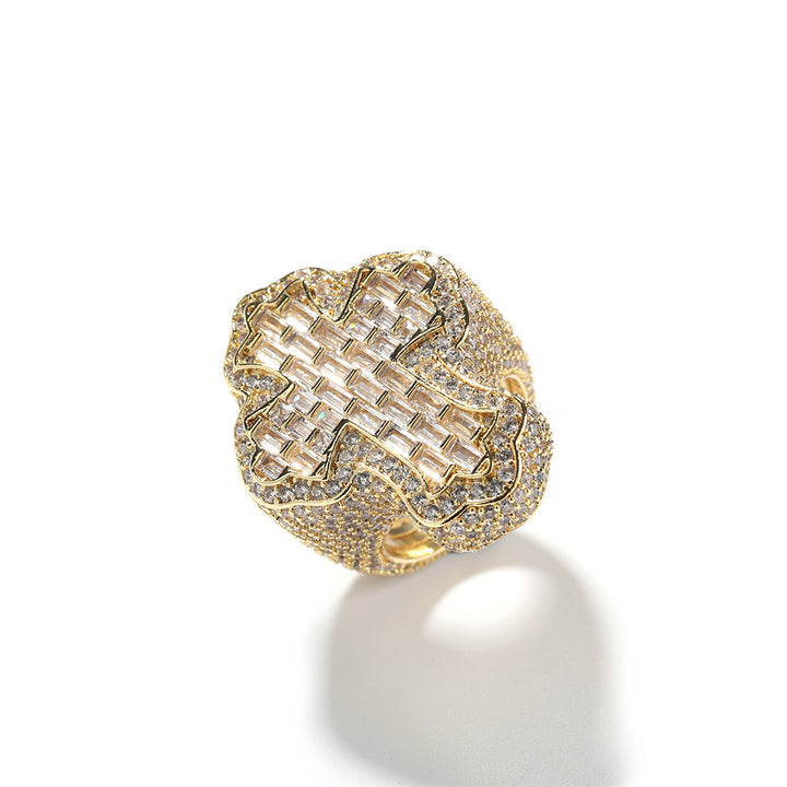 Luxury inlaid cross ring