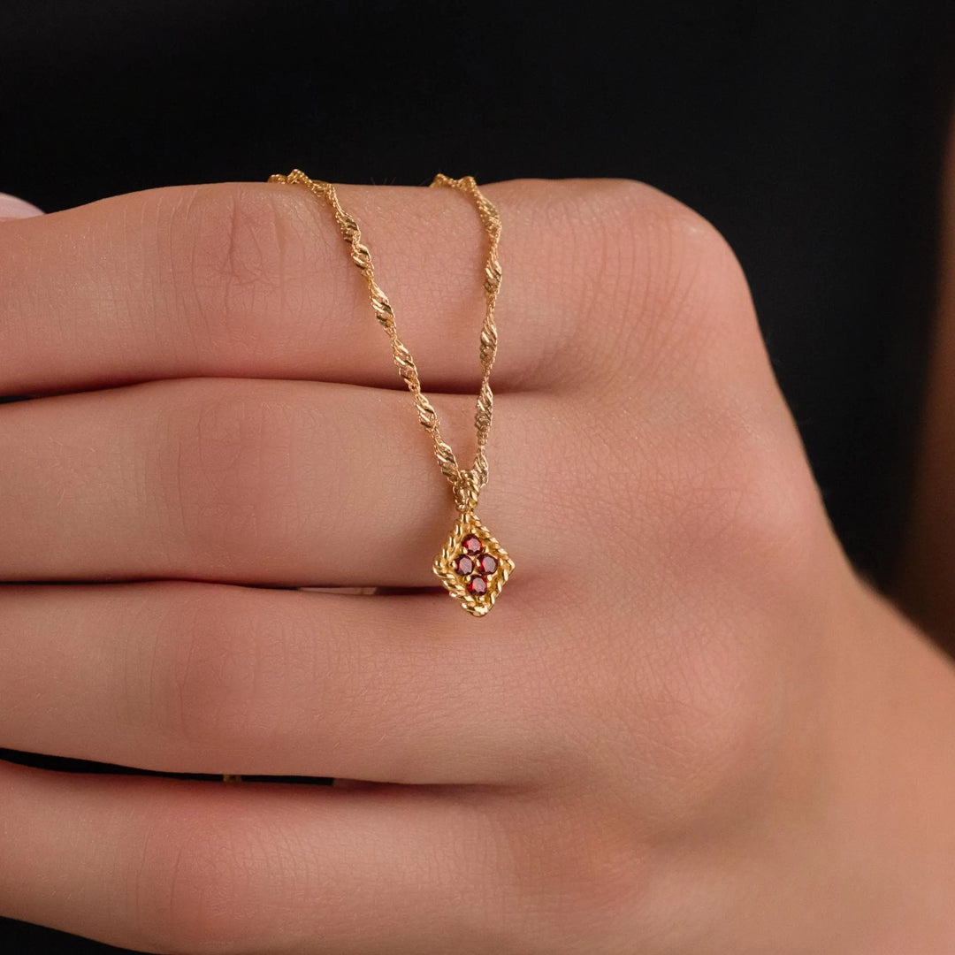 Vintage Birthstone Necklace in Twist Chain