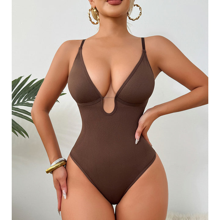 Deep V Ribbed Plunge Bodysuit