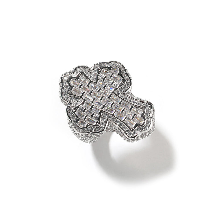 Luxury inlaid cross ring