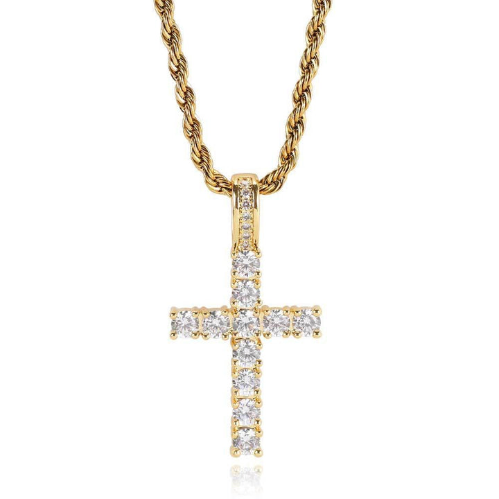 Luxurious Diamond-Inlaid Cross Necklace