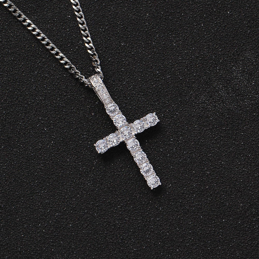 Luxurious Diamond-Inlaid Cross Necklace