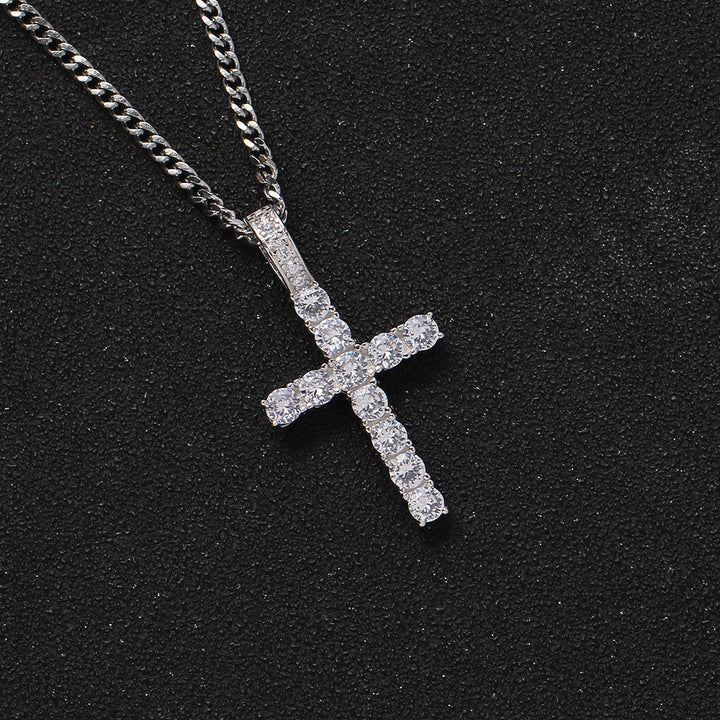 Luxurious Diamond-Inlaid Cross Necklace