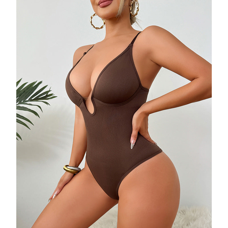 Deep V Ribbed Plunge Bodysuit
